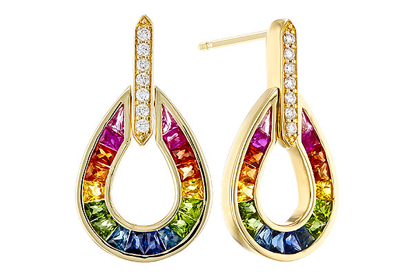 A320-76301: EARRINGS 1.18 MULTI-COLOR SAPP 1.25 TGW