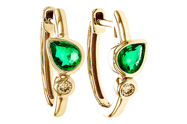 B320-78174: EARRINGS .38 TW EMERALD .44 TGW