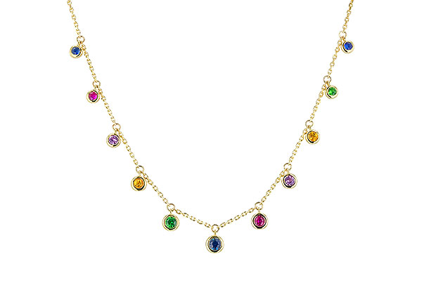 C319-89028: NECK .90 TW MULTI-COLOR SAPPH & GREEN GARNET (18")