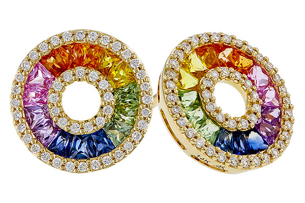 C320-76301: EARRINGS 2.10 MULTI-COLOR SAPP 2.37 TGW