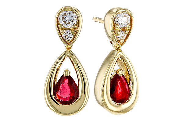 C320-76310: EARRINGS .40 RUBY .52 TGW (4x3 RUBY)