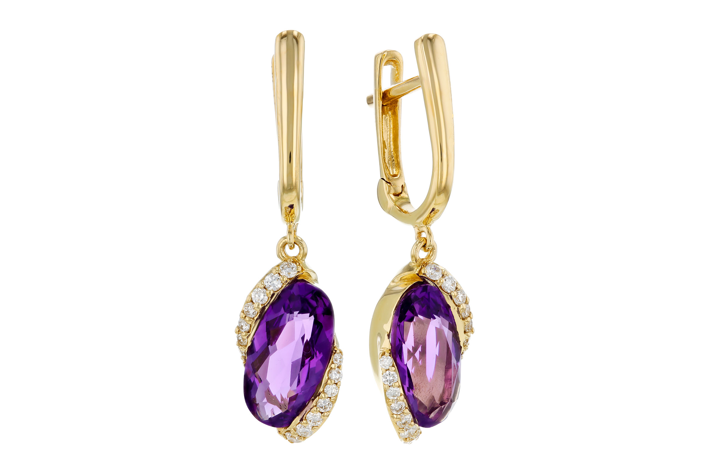 E321-66310: EARRINGS 2.14 TW AMETHYST 2.26 TGW (10x5MM AMY)