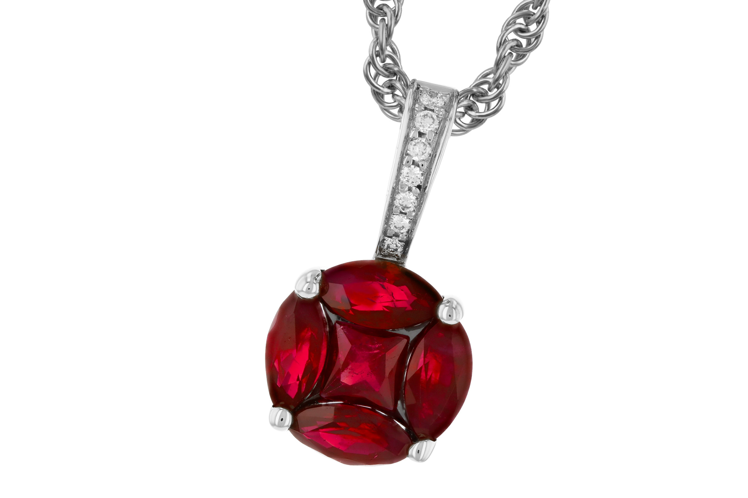 F321-64528: NECKLACE .80 RUBY .82 TW