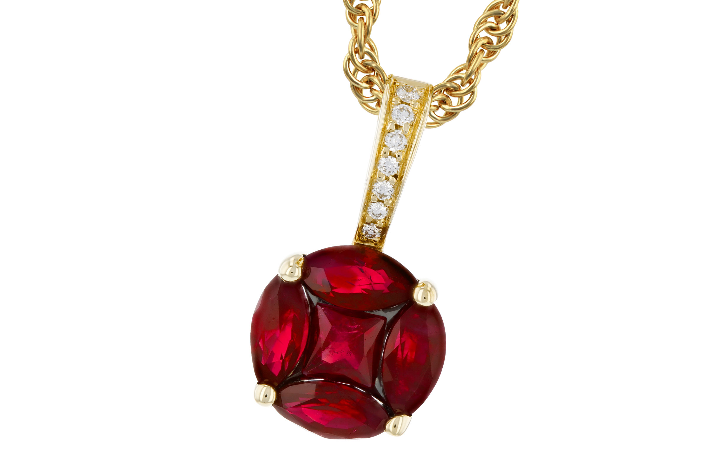 F321-64528: NECKLACE .80 RUBY .82 TW