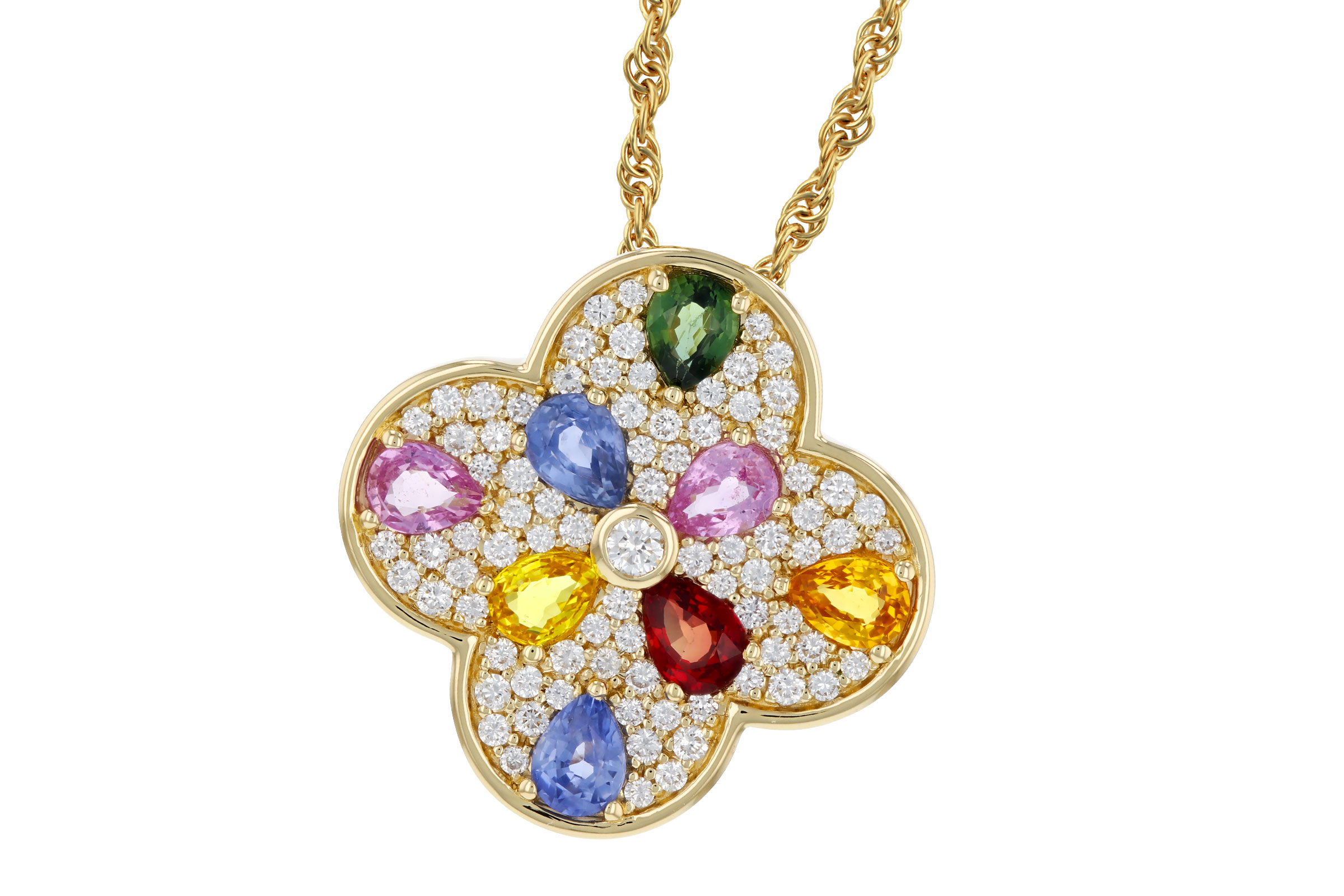H321-67219: NECKLACE 1.40 MULTI-COLOR SAPPH 1.82 TGW