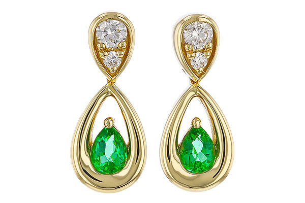 K320-77228: EARRINGS .20 EMERALD .32 TGW (4x3 EMER)