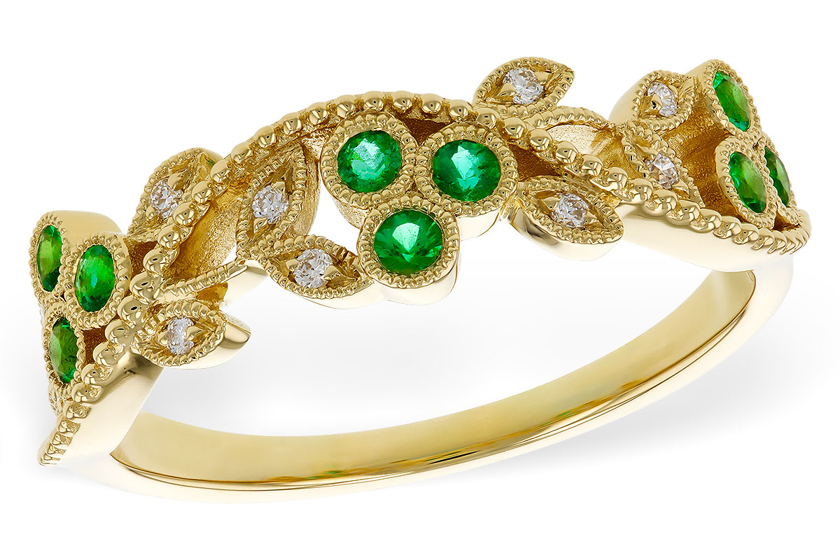 K320-81728: LDS WED RG .17 EMERALD TW .23 TGW