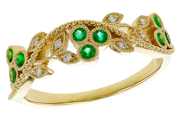 K320-81728: LDS WED RG .17 EMERALD TW .23 TGW