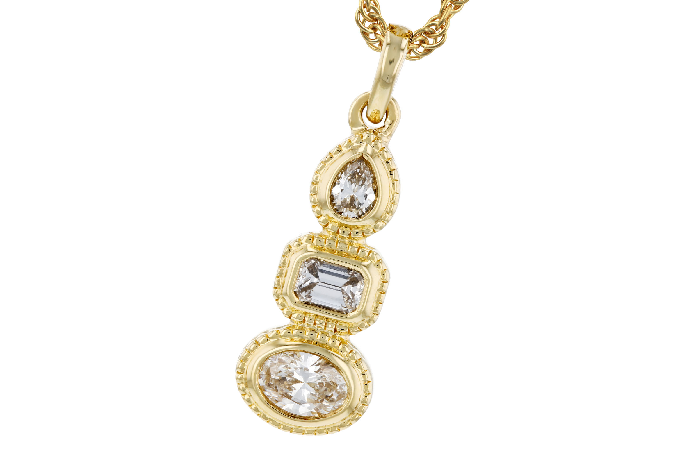 K321-66355: NECKLACE .34 TW FANCY CUT DIAMONDS