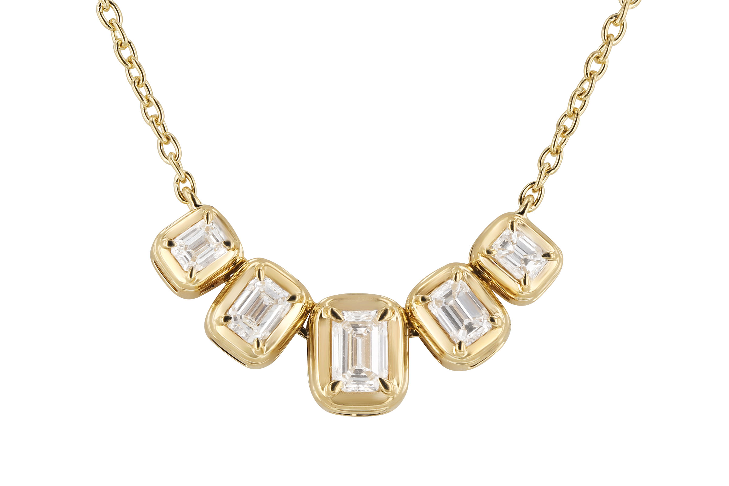 M321-67191: NECKLACE .87 TW EMERALD CUT DIA (18")